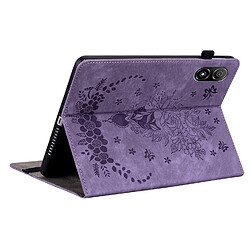 Acheter Étui pour tablette Honor Pad V8 Pro , cuir gaufré, motif papillon et rose - Violet