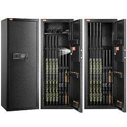 Vevor Armoire a 6-8 Fusils, Coffre-Fort pour Armes a Feu 2 Facons de Verrouillage par Clavier Numerique et Cles, avec Etagere Amovible et Systeme deAlarme, Acces Rapide, pour Securite Domicile