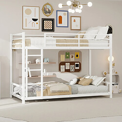 modfu Lit superposé 90x190 cm avec barrière de sécurité, sommier non requis, en fer, blanc