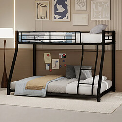 modfu Lit superposé 90x190 cm avec barrière de sécurité sur toute la longueur, en fer, noir