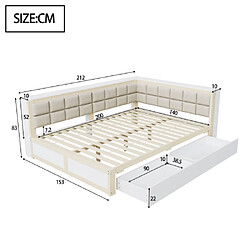 Avis modfu Lit adulte 140x200 cm avec grand tiroir, en bois, naturel