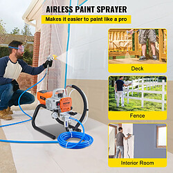 Vevor Pulverisateur sans Air avec Tuyau Haute Pression, Pistolet de Peinture Murale Plafond 1800 W, 3000 PSI, 1,8 L/min, Pression de Pulverisation Reglable, pour Peinture Interieure Exterieure