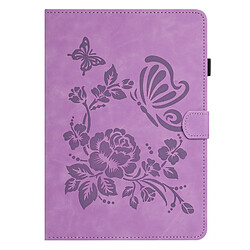 Étui pour tablette en cuir gaufré à motif papillon et fleur pour Amazon Kindle 11th 2022 2024-Violet