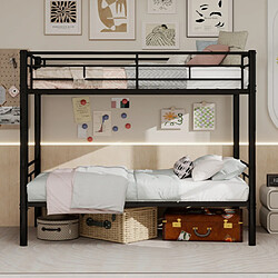 modfu Lit superposé 90x190 cm avec échelles et barrières, en fer, noir