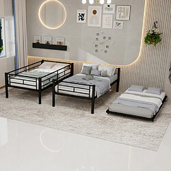 modfu Lit superposé 90x190 cm avec barrière de sécurité, en fer, noir