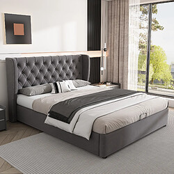 HAUSS SPOLE Lit coffre 140x200 cm - Lit capitonné - Gris