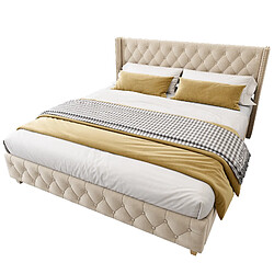 HAUSS SPOLE Lit double 180x200 cm - Lit classique - Beige pas cher