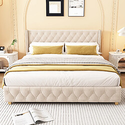 Avis HAUSS SPOLE Lit double 180x200 cm - Lit classique - Beige