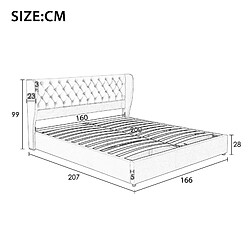 Acheter HAUSS SPOLE Lit coffre 160x200 cm - Lit capitonné - Beige