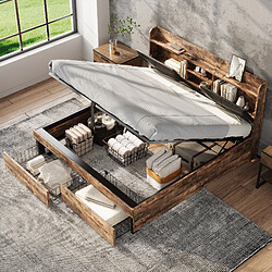 HAUSS SPOLE Lit coffre 140x200 cm Lit avec tiroirs - Noir