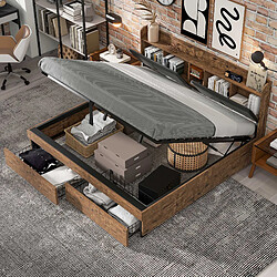 HAUSS SPOLE Lit coffre 180x200 cm Lit avec tiroirs - Naturel