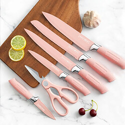 Ensemble de couteaux 5 pièces avec ciseaux et support Rose Royalty Line RLNC07P