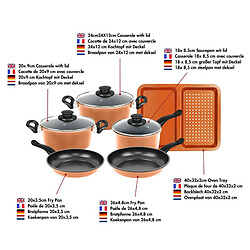 Avis Batterie de cuisine anti-adhésive en cuivre 9 pièces Herzberg HG04838-COP