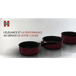 Batterie de cuisine revêtement pierre avec manche amovible 7 pièces bordeaux Herzberg HG8053-BR pas cher