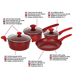 Avis Batterie de cuisine forgée revêtement en marbre Rouge 7 pièces Herzberg HG04715-RED