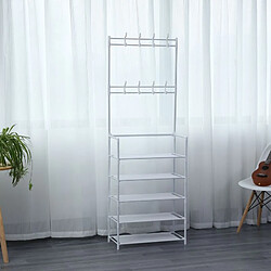 Porte-manteaux d'entrée avec étagère à chaussure à 5 niveaux Blanc Herzberg HG03435 pas cher