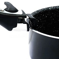 Batterie de cuisine revêtement pierre avec manche amovible 10 pieces noir Herzberg HG5000-BK