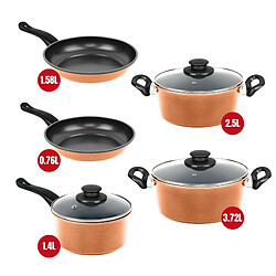 Acheter Batterie de cuisine anti-adhésive en cuivre 9 pièces Herzberg HG04838-COP