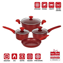Acheter Batterie de cuisine forgée revêtement en marbre Rouge 7 pièces Herzberg HG04715-RED