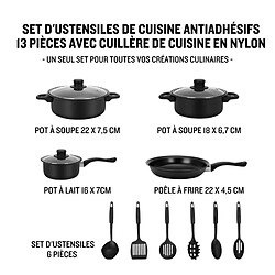 Avis Batterie de cuisine 13 pieces avec cuilliere Noir Herzberg HG04241