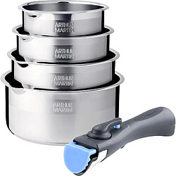 Batterie de cuisine inox 5 pcs avec manche amovible Arthur Martin AM7457