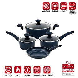 Acheter Batterie de cuisine forgée revêtement en marbre Bleu 7 pièces Herzberg HG04685-BLU