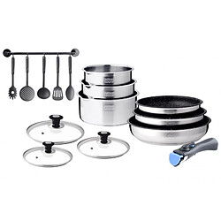 Batterie de cuisine inox avec manche amovible 15 pieces Arthur Martin AM1275