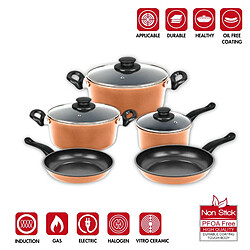 Batterie de cuisine anti-adhésive en cuivre 9 pièces Herzberg HG04838-COP pas cher