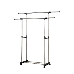 Portant à vêtements double réglable avec roulettes Herzberg HG03251