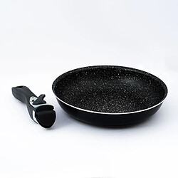 Acheter Batterie de cuisine revêtement pierre avec manche amovible 7 pièces noir Herzberg HG8053-BLK