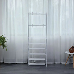 Acheter Porte-manteaux d'entrée avec étagère à chaussure à 5 niveaux Blanc Herzberg HG03435