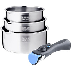 Lot de 3 casseroles inox manche amovible Arthur Martin AM3456