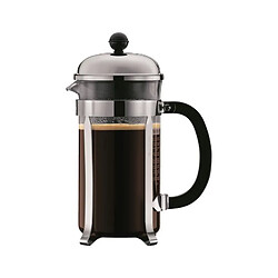 BODUM CHAMBORD Set cafetiere a piston - 8 tasses - 1L - Gris - Avec 2 verres double paroi Pavina 0,35l