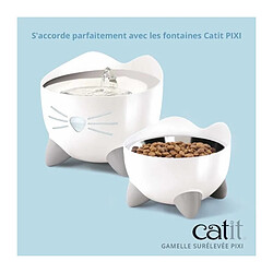 Cat-it Gamelle pour chat - CATIT - PIXI - 200ml - Surélevée - Bols en acier inoxydable amovibles - Blanc pas cher