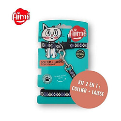 Kit collier & Laisse - AIMÉ - Reflechissant Violet pour Chat