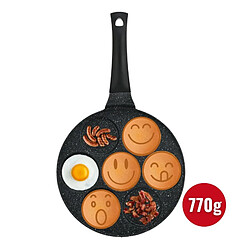 Herzberg Poêle à crêpes et galettes avec 7 motifs smiley emoji 26cm Herzeberg HGCP267SML