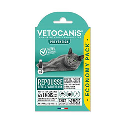 VETOCANIS 4 Pipettes Anti-puces et anti-tiques - Pour Chat - 4x 1 mois de protection