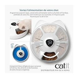 Cat'It Distributeur de repas pour chat connecté - CATIT - PIXI SMART - 6 x 170ml - Ecran tactile LCD - Avec Blocs réfrigérants
