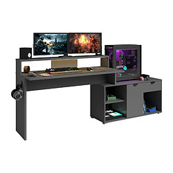 Bureau d'angle modulable avec led - WORTEX - Gris ombre - 167,7/229,2 x 59,7/109,7 x 94,8 cm - PARISOT