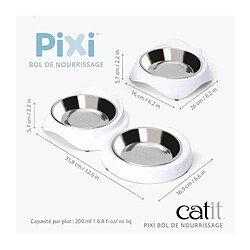Cat-it Gamelle pour chat - CATIT - PIXI - 200ml - Bols en acier inoxydable amovibles - Blanc pas cher