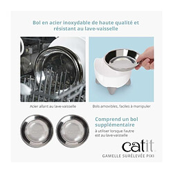 Avis Cat-it Gamelle pour chat - CATIT - PIXI - 200ml - Surélevée - Bols en acier inoxydable amovibles - Blanc