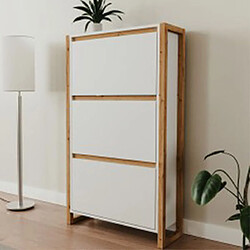 Mes Meuble à chaussures 3 abattants - Blanc et chêne