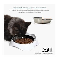 Cat'It Gamelle pour chat - CATIT - PIXI - 200ml - Bols en acier inoxydable amovibles - Blanc
