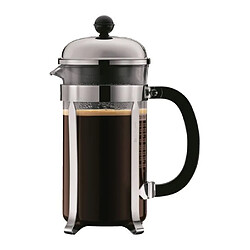 BODUM CHAMBORD Set cafetiere a piston - 8 tasses - 1L - Gris - Avec 2 verres double paro...
