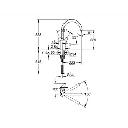 Mitigeur d évier BAUEDGE monocommande bec haut GROHE 31590000