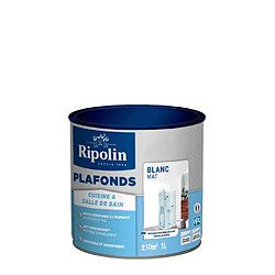Peinture pour plafond cuisine et salle de bain - Blanc mat - RIPOLIN - 1 L