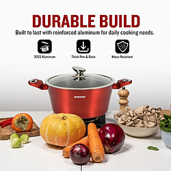 Acheter Batterie de cuisine 15 pièces avec revêtement en marbre Rouge Herzberg HGMETRD15-RED