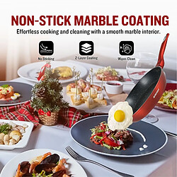 Batterie de cuisine 15 pièces avec revêtement en marbre Rouge Herzberg HGMETRD15-RED pas cher