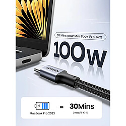 Avis UGreen câble usb-c renforcé 1m 100w charge rapide noir