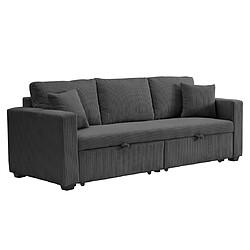 Bestmobilier Cyrus canapé droit convertible 3 places - Gris foncé